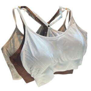 NWOT 3-PACK: Pro-Fit XL Sports Bras in White, Brown, and Tan
